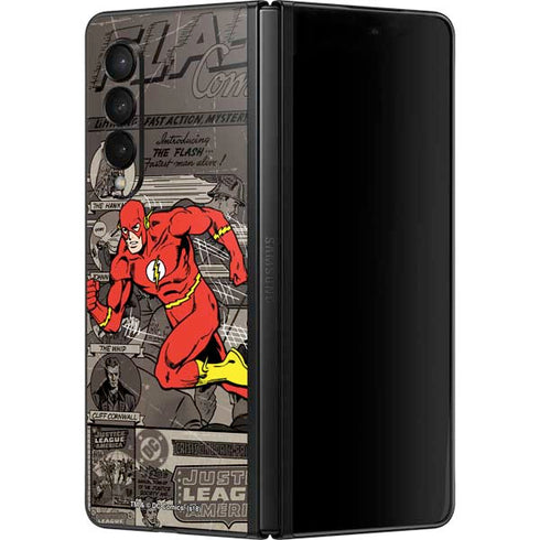 DC Comics The Flash Vintage Action pose pattern Galaxy Z Fold3 5G Skin