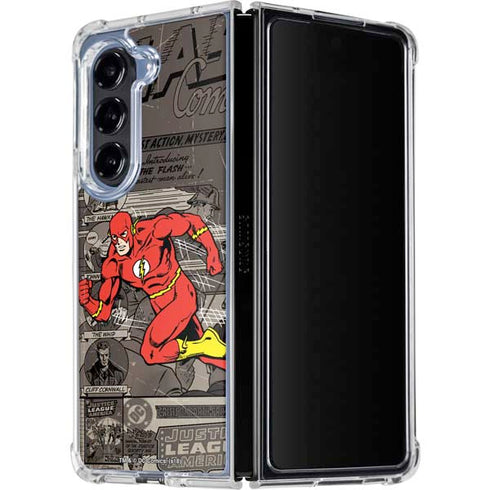 DC Comics Flash Mixed Media Galaxy Z Fold5 5G Clear Case