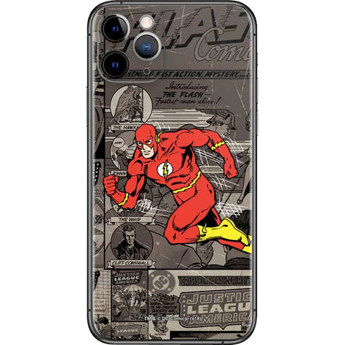 DC Comics The Flash Vintage Action pose pattern iPhone 11 Pro Skin