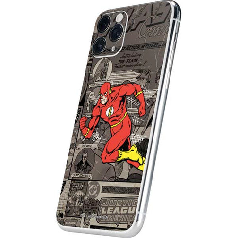 DC Comics The Flash Vintage Action pose pattern iPhone 11 Pro Skin