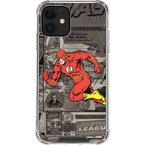 DC Comics The Flash Vintage Action pose pattern iPhone 12 Clear Case