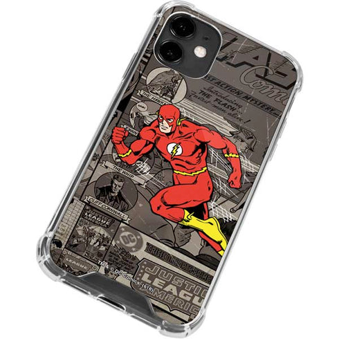 DC Comics The Flash Vintage Action pose pattern iPhone 12 Clear Case