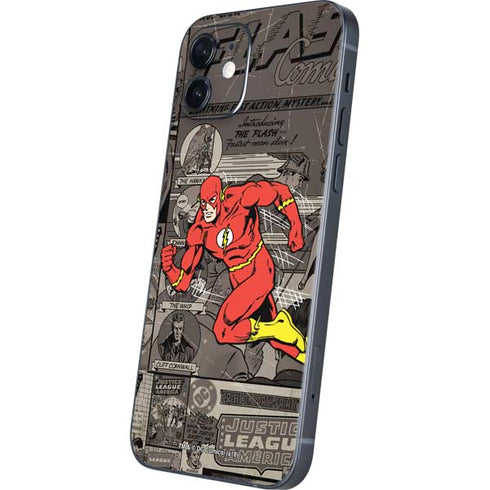 DC Comics The Flash Vintage Action pose pattern iPhone 12 Mini Skin