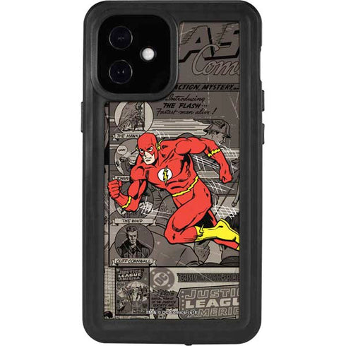 DC Comics The Flash Vintage Action pose pattern iPhone 12 Mini Waterproof Case