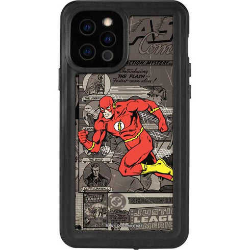 DC Comics The Flash Vintage Action pose pattern iPhone 12 Pro Waterproof Case