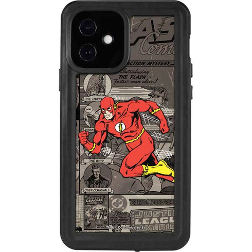 DC Comics The Flash Vintage Action pose pattern iPhone 12 Waterproof Case