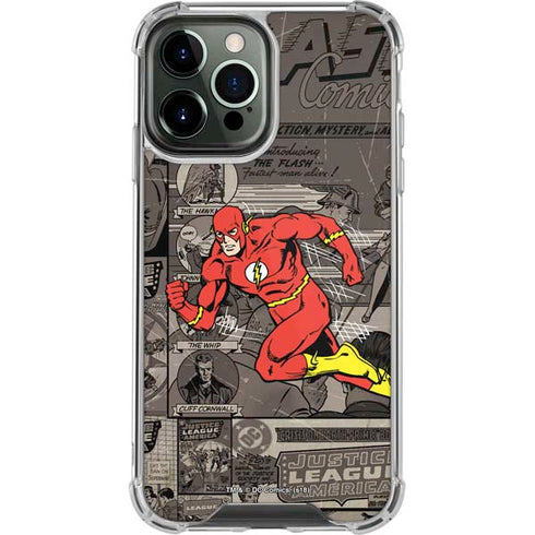 DC Comics The Flash Vintage Action pose pattern iPhone 13 Pro Max Clear Case