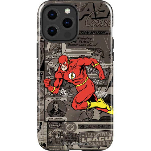 DC Comics The Flash Vintage Action pose pattern iPhone 13 Pro Max Impact Case