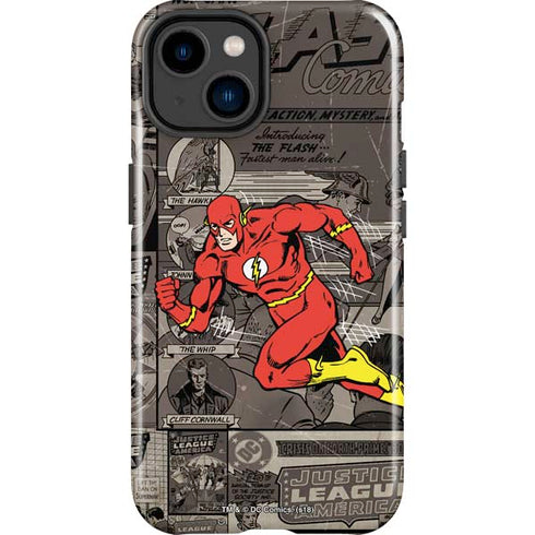 DC Comics The Flash Vintage Action pose pattern iPhone 14 Plus Impact Case