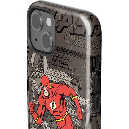 DC Comics The Flash Vintage Action pose pattern iPhone 14 Plus Impact Case