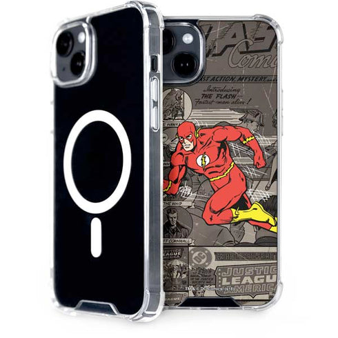 DC Comics Flash Mixed Media iPhone 15 MagSafe Case