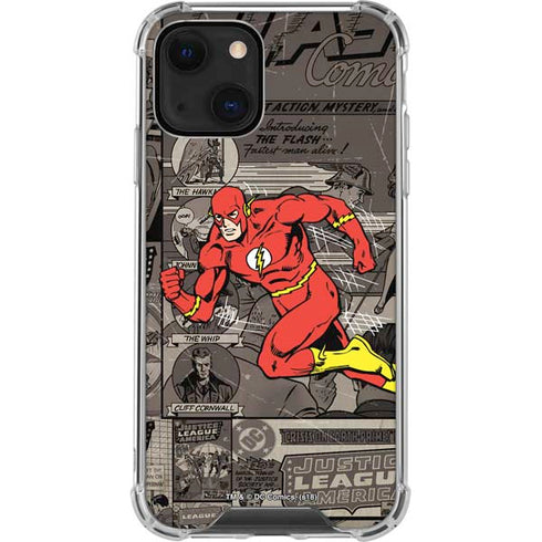 DC Comics The Flash Vintage Action pose pattern iPhone 14 Plus Clear Case