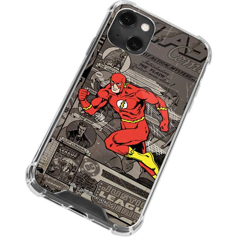 DC Comics The Flash Vintage Action pose pattern iPhone 14 Plus Clear Case