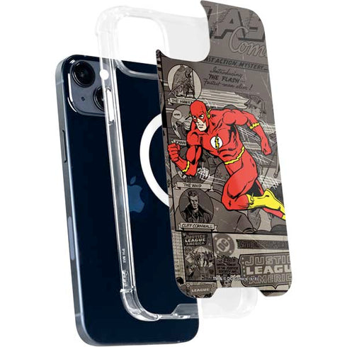 DC Comics The Flash Vintage Action pose pattern iPhone 14 Plus MagSafe Case