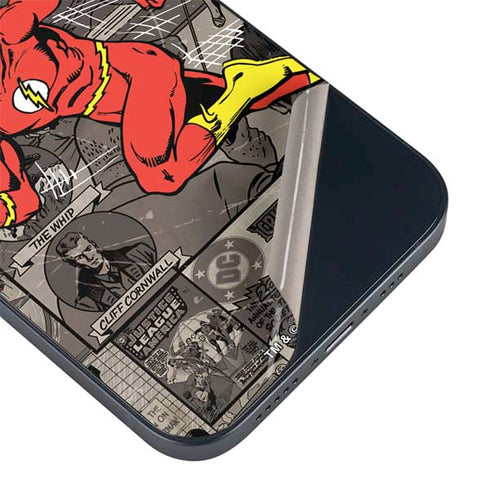 DC Comics The Flash Vintage Action pose pattern iPhone 14 Plus Skin