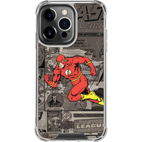 DC Comics The Flash Vintage Action pose pattern iPhone 14 Pro Clear Case