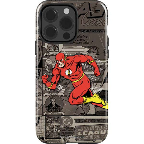 DC Comics The Flash Vintage Action pose pattern iPhone 14 Pro Impact Case