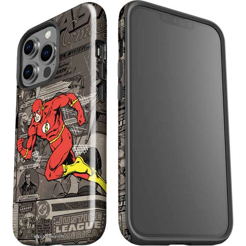 DC Comics The Flash Vintage Action pose pattern iPhone 14 Pro Impact Case