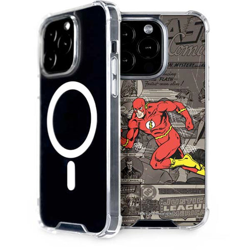 DC Comics The Flash Vintage Action pose pattern iPhone 14 Pro MagSafe Case