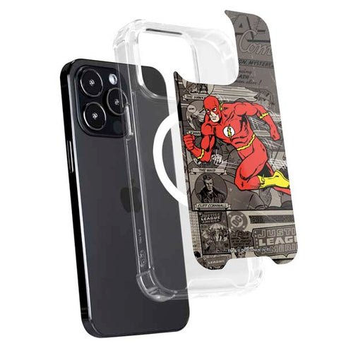 DC Comics The Flash Vintage Action pose pattern iPhone 14 Pro MagSafe Case