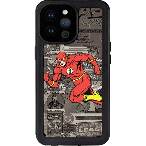 DC Comics The Flash Vintage Action pose pattern iPhone 14 Pro Max Waterproof Case