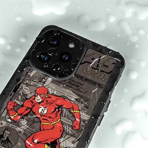 DC Comics The Flash Vintage Action pose pattern iPhone 14 Pro Max Waterproof Case