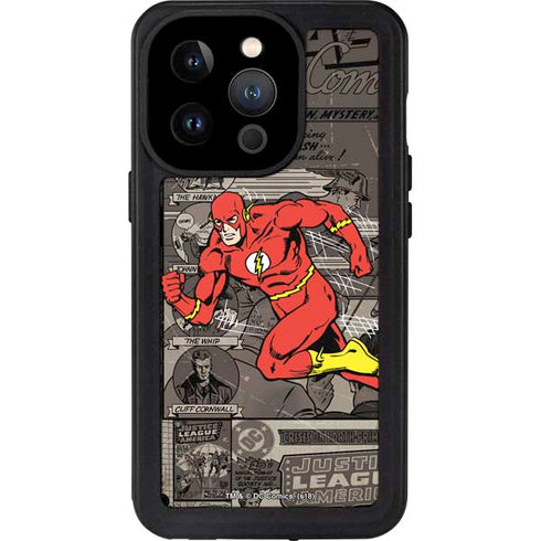 DC Comics The Flash Vintage Action pose pattern iPhone 14 Pro Waterproof Case
