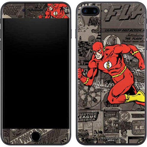 DC Comics The Flash Vintage Action pose pattern iPhone 8 Plus Skin