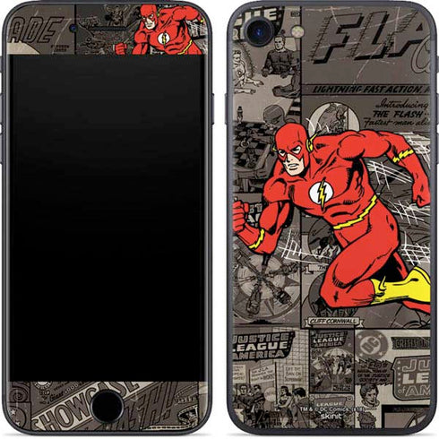 DC Comics The Flash Vintage Action pose pattern iPhone 8 Skin