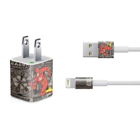 DC Comics The Flash Vintage Action pose pattern iPhone Charger (5W USB) Skin