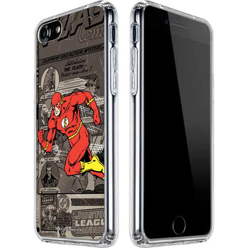DC Comics The Flash Vintage Action pose pattern iPhone SE (2nd & 3rd Gen) Clear Case