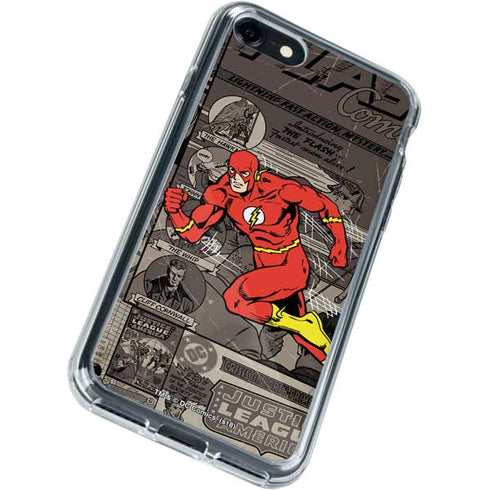 DC Comics The Flash Vintage Action pose pattern iPhone SE (2nd & 3rd Gen) Clear Case