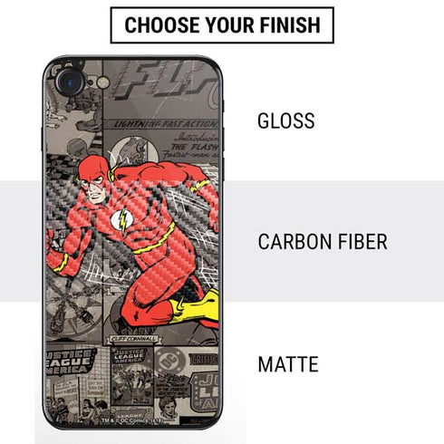 DC Comics The Flash Vintage Action pose pattern iPhone SE (2nd & 3rd Gen) Skin