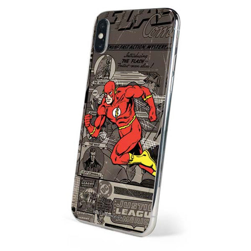 DC Comics The Flash Vintage Action pose pattern iPhone XS Skin