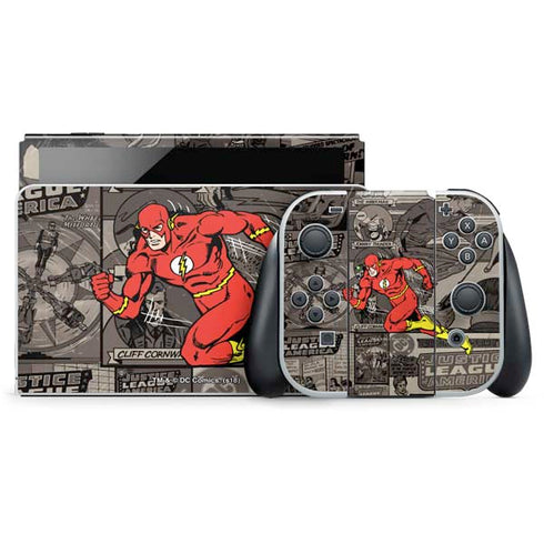 DC Comics The Flash Vintage Action pose pattern Nintendo Switch OLED (2021) Skin