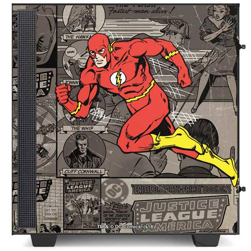DC Comics The Flash Vintage Action pose pattern NZXT H510 Compact ATX Mid-Tower Case Skin