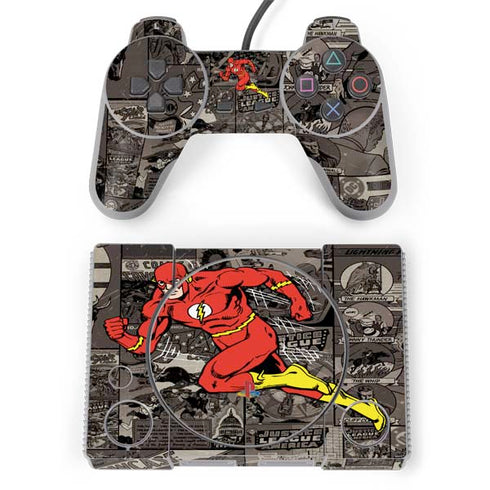 DC Comics The Flash Vintage Action pose pattern PlayStation Classic Bundle Skin