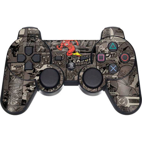 DC Comics The Flash Vintage Action pose pattern PS3 Dual Shock wireless controller Skin