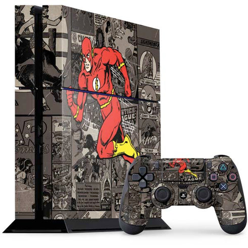 DC Comics The Flash Vintage Action pose pattern PS4 Console and Controller Bundle Skin