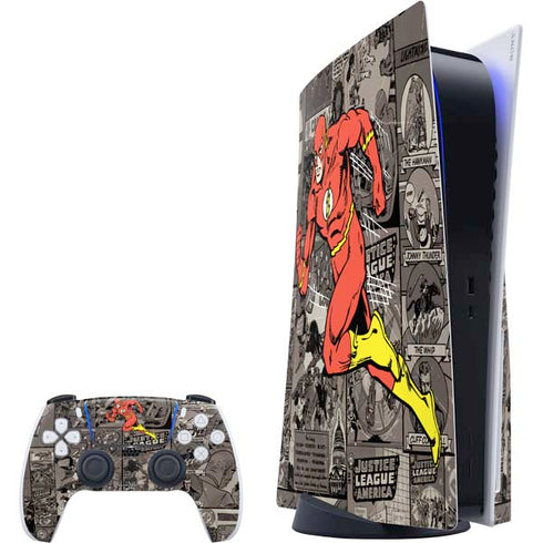 DC Comics The Flash Vintage Action pose pattern PS5 Bundle Skin