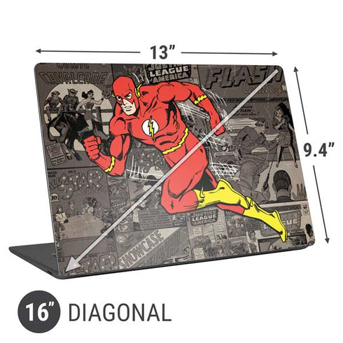 DC Comics The Flash Vintage Action pose pattern Universal Laptop 16in (13 x 9.4in) Skin