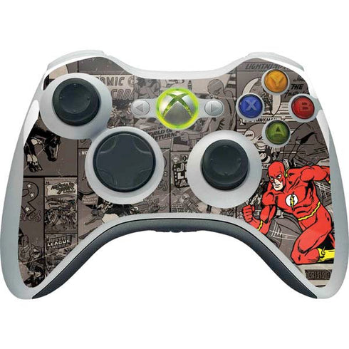 DC Comics The Flash Vintage Action pose pattern Xbox 360 Wireless Controller Skin
