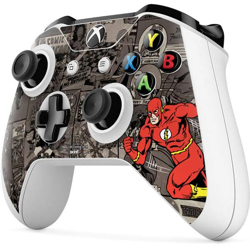 DC Comics The Flash Vintage Action pose pattern Xbox One S Controller Skin