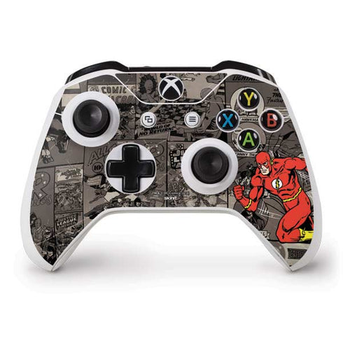 DC Comics The Flash Vintage Action pose pattern Xbox One S Controller Skin