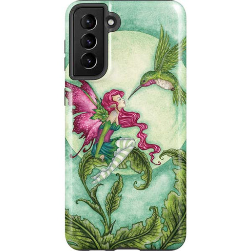 Amy Brown Flirting Fairy and Hummingbird Galaxy S21 FE Pro Case