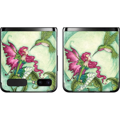 Amy Brown Flirting Fairy and Hummingbird Galaxy Z Flip Skin