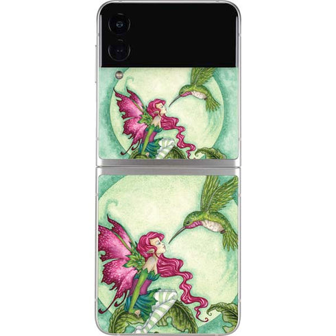 Amy Brown Flirting Fairy and Hummingbird Galaxy Z Flip3 5G Skin