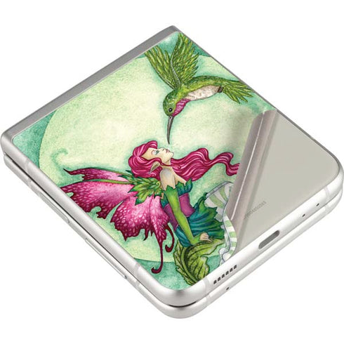 Amy Brown Flirting Fairy and Hummingbird Galaxy Z Flip3 5G Skin