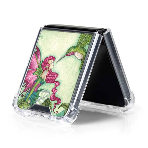 Flirting Fairy and Hummingbird by Amy Brown Galaxy Z Flip5 5G Clear Case