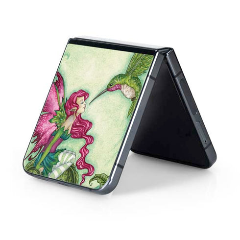 Flirting Fairy and Hummingbird by Amy Brown Galaxy Z Flip5 5G Skin